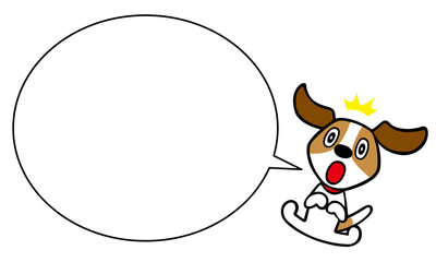 ジャックラッセルテリア犬　びっくり　ふきだし