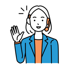 コールセンター　オペレーター　女性　挨拶　ボブ