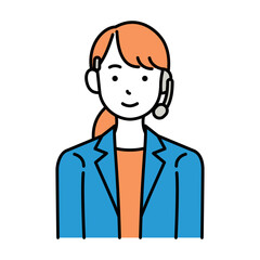 コールセンター　オペレーター　女性　ロングヘア
