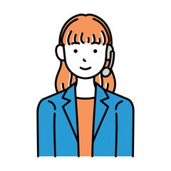 コールセンター　オペレーター　女性　ロングヘア
