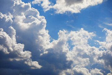 High clouds in the summer sky. Sky background. Meteorological observations of the sky.