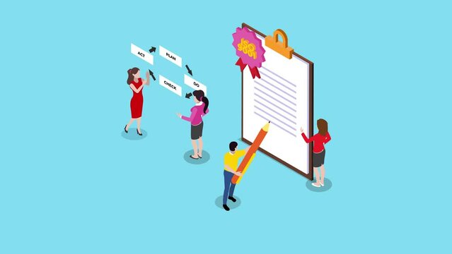 Business people check standard quality control file