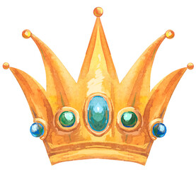Watercolor golden crown Princess