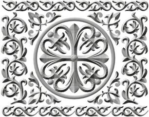 Fototapeta na wymiar Polygonal model of a decorative rectangular ornament isolated on a white background. 3D. Vector illustration.