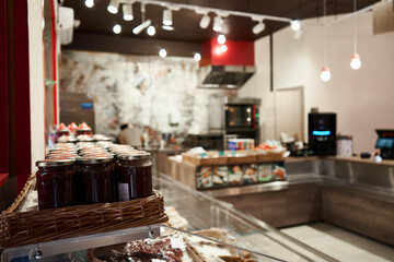 Interior and design of a grocery store.