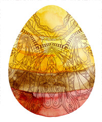 Happy Easter. Watercolor easter egg spring lace ornament