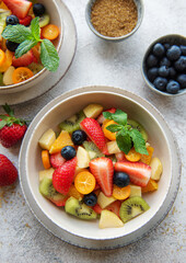 Healthy fresh fruit salad in a bowl