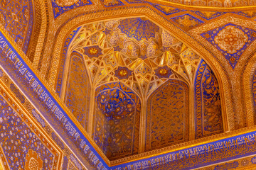 Fototapeta na wymiar Tillа Kori madrasah. Registan square. Samarkand city, Uzbekistan