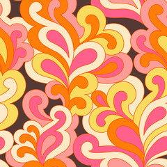 Abstract vintage fashion print. Retro groovy 60s 70s vector seamless pattern. Old school psychedelic hippie design for package, branding, textile, stationery, wraping paper, gift cards, any surface