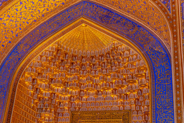 Fototapeta na wymiar Tillа Kori madrasah. Registan square. Samarkand city, Uzbekistan.