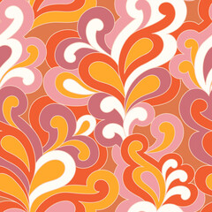 Abstract vintage fashion print. Retro groovy 60s 70s vector seamless pattern. Old school psychedelic hippie design for package, branding, textile, stationery, wraping paper, gift cards, any surface