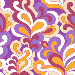 Abstract vintage fashion print. Retro groovy 60s 70s vector seamless pattern. Old school psychedelic hippie design for package, branding, textile, stationery, wraping paper, gift cards, any surface