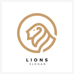 Lion gold logo design illustration for business