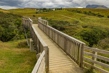 Fototapeta na wymiar View platform at Meat Falls on Kilt Rock, Isle of Skye, Scotland