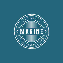 Vintage Nautical Marine Stamp Logo Design