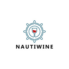 Ship Wheel Wine Symbol Logo Design