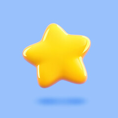 Cartoon lucky star isolated on blue background. Clipping path included