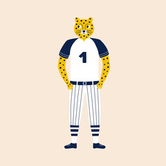 Adorable jaguar cat in polo T-shirt 