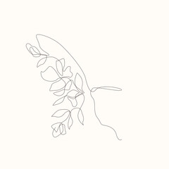Vector Hand Drawn Line Art Drawing of Flower. Minimalist Trendy Contemporary Floral Design Perfect for Wall Art, Prints, Social Media, Posters, Invitations, Branding Design.
