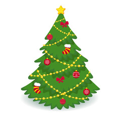 template for congratulations on christmas and new year in cartoon style