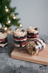 Baking in a transparent cup on the table