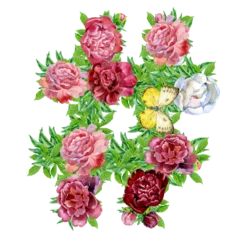 Meubelstickers Hashtag sign of watercolor flowers for decoration © Andreichenko