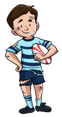 Illustration of a athlete with rugby ball