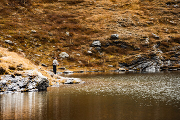 Hiking and fishing on Pizol, swiss alps
