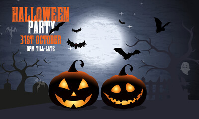 Flat design halloween background,  Gradient halloween background.