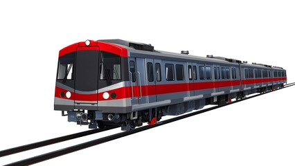 Naklejka premium 3d model of a subway train on a white isolated background. 3d rendering.