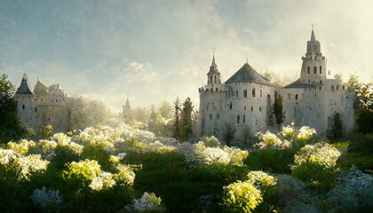 castle_in_summer_forest_with_massive_trees_220917_18 - obrazy, fototapety, plakaty