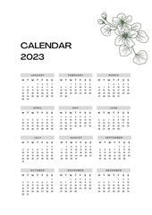 Calendar template 2023