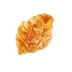 Fresh croissant with cheese isolated on white background. cheese bun close-up.