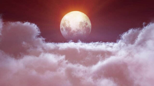 full moon above clouds 4k