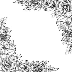 flower frame border line art decoration