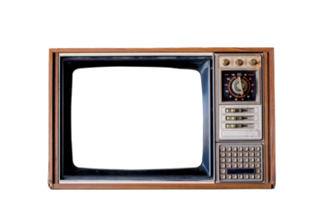 Retro old television isolated on white background