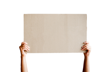 Woman hand showing empty  cardboard