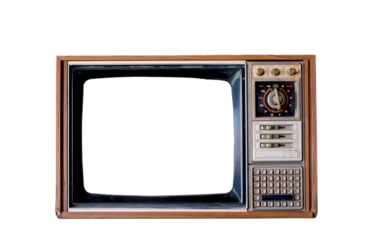 Retro old television isolated on white background