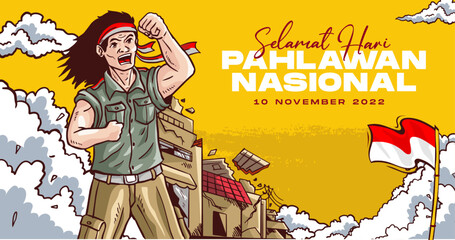 Hari Pahlawan Nasional or Indonesian Hero Days Background
