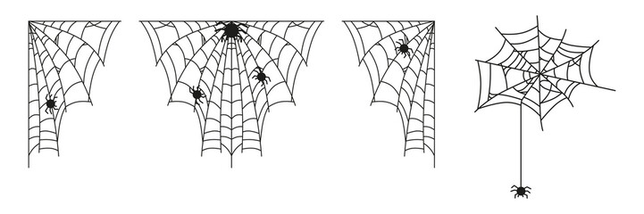 Fototapeta premium A set of spider webs for holiday decorations, nature booklets and spider department, etc.