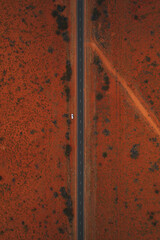 Aerial view of the Lasseter Highway in the Northern Territory outback
