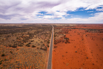 Aerial view of the Lasseter Highway in the Northern Territory outback