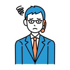 コールセンター　オペレーター　メガネ　男性　困る