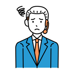 コールセンター　オペレーター　オールバック　男性　困る