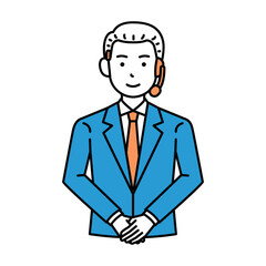 コールセンター　オペレーター　オールバック　男性　お辞儀