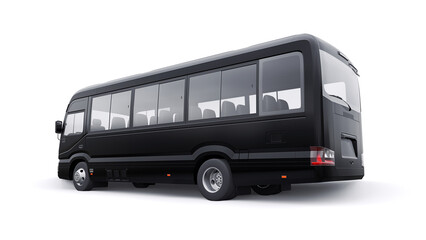 Black Small bus for travel. Car with empty body for design and advertising. 3d illustration