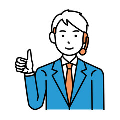 コールセンター　オペレーター　男性　グッドポーズ