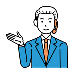 コールセンター　オペレーター　オールバック　男性　案内