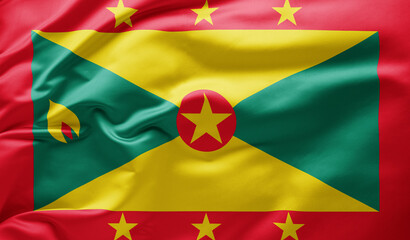  Waving national flag of Grenada - obrazy, fototapety, plakaty