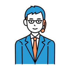 コールセンター　オペレーター　メガネ　男性